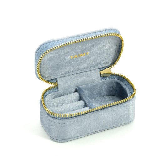 Mini Boîte à Bijoux Velours Bleu Ciel Personnalisable