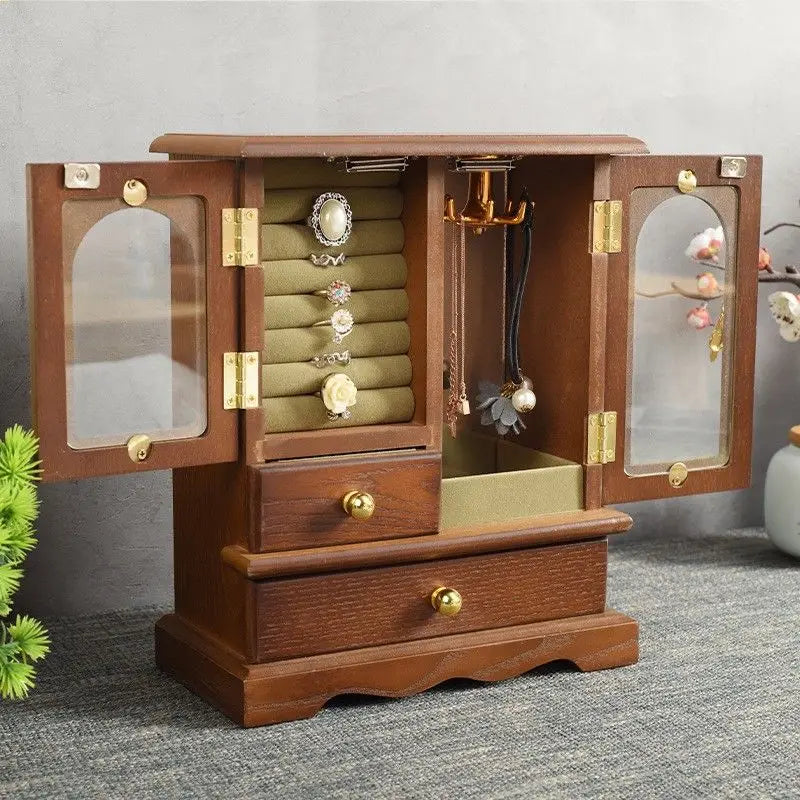 Boîte à Bijoux Armoire en Bois Rétro Luxe