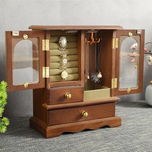 Boîte à Bijoux Armoire en Bois Rétro Luxe