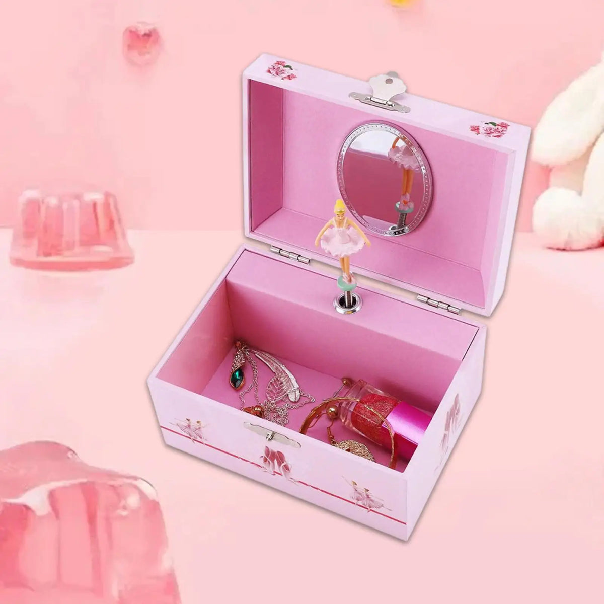Petite Boîte à Musique Danseuse Rose Bois