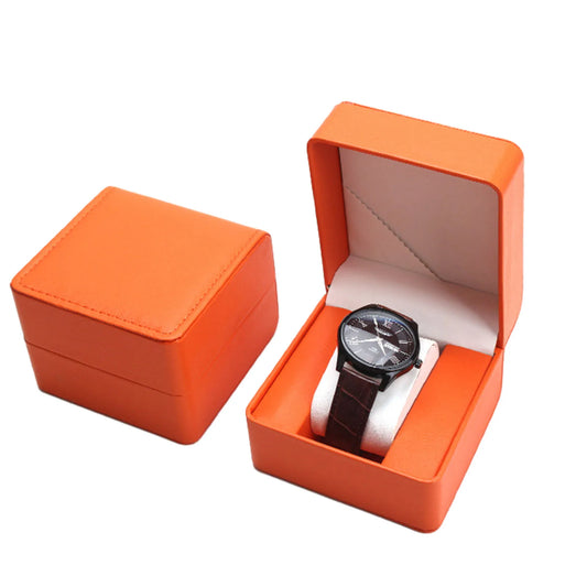 Boîte à Montre Homme 1 Montre Cuir PU Orange – Présentoir Cadeau