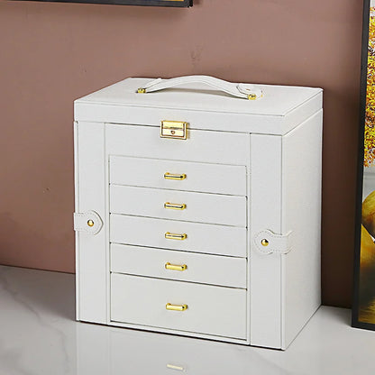 Boîte à Bijoux 5 Niveaux avec Miroir – Cuir et Velours