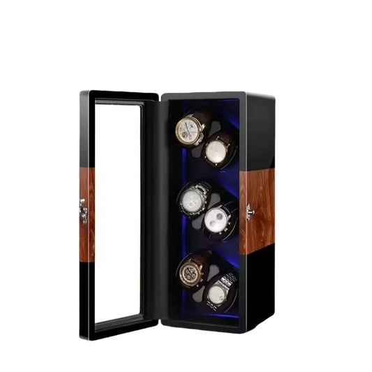 Remontoir 6 Montres Bois Marron Verrou