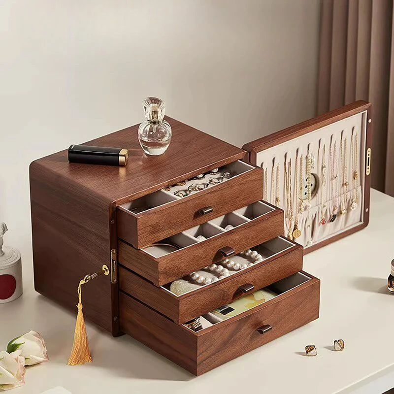 Boîte à Bijoux en Bois avec Serrure – Traitement Anti-Oxydation