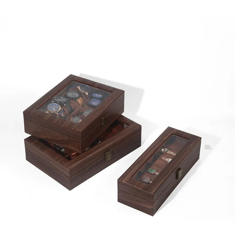 Boîte à Montre Homme 3 Compartiments Effet Noyer – Édition Classique