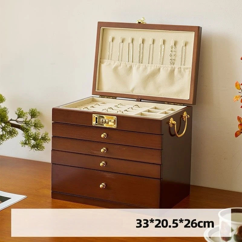 Boîte à Bijoux en Bois Massif – Compartiment Montres et Lunettes