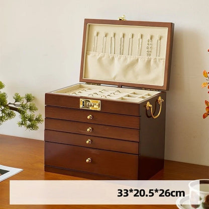 Boîte à Bijoux en Bois Massif – Compartiment Montres et Lunettes