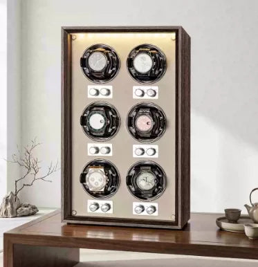 Boîte à Montre Automatique Verticale Bois Brun Vitrée – Design Élégant