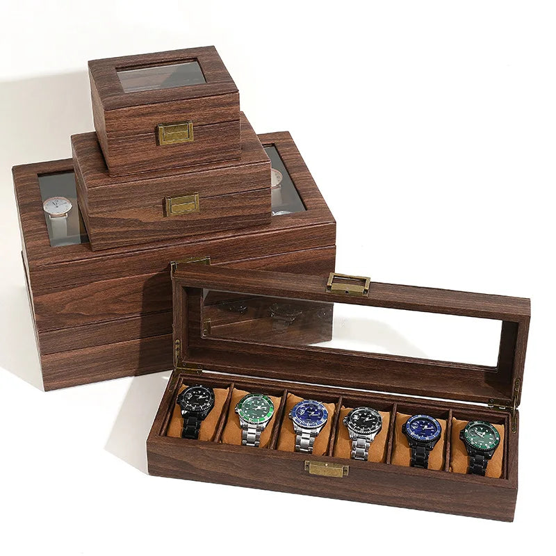 Boîte à Montre Homme 10 Compartiments Effet Noyer – Édition Classique
