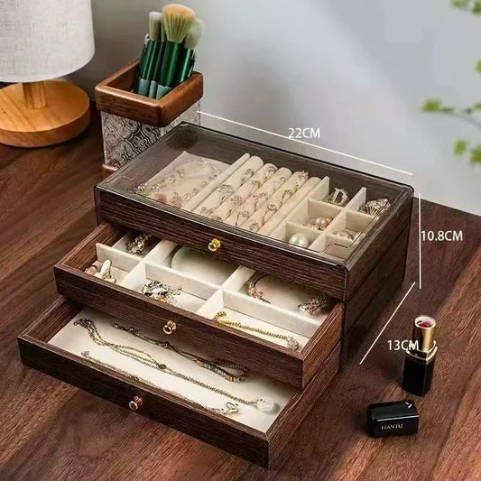 Boîte à Bijoux Multi-Niveaux 3 Étages Velours