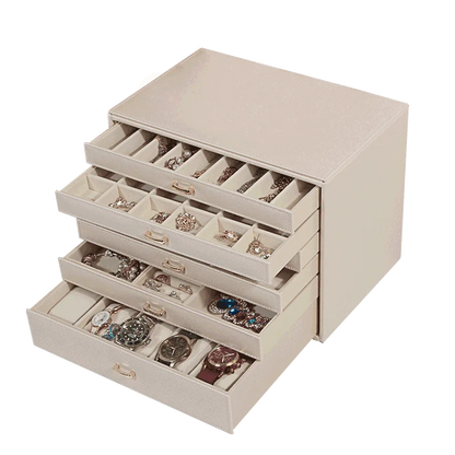 Boîte à Bijoux Cuir 6 Niveaux – Grande Capacité, Doublure Velours