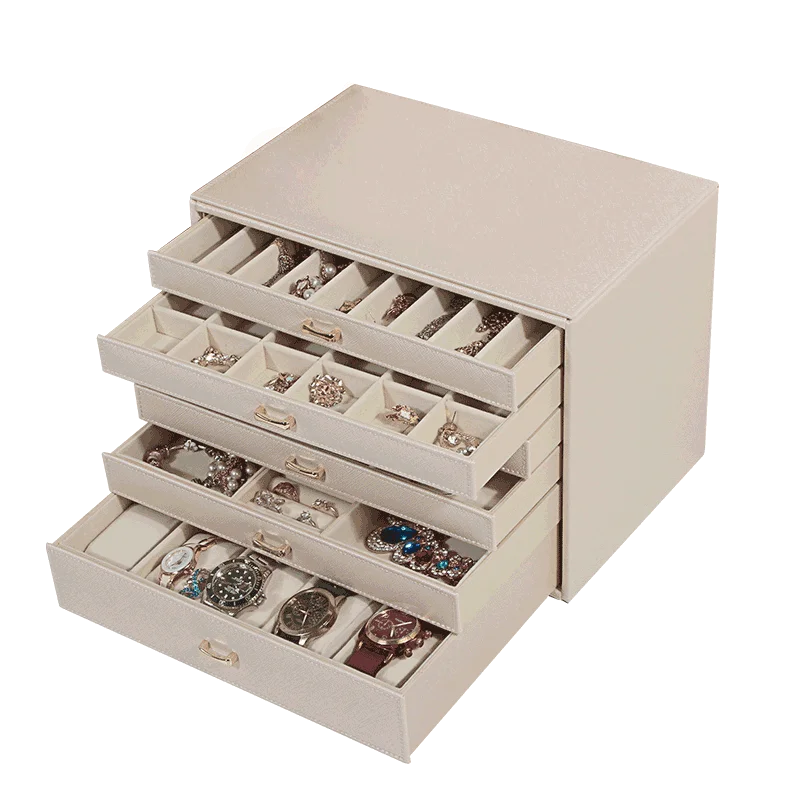 Boîte à Bijoux Cuir 6 Niveaux – Grande Capacité, Doublure Velours