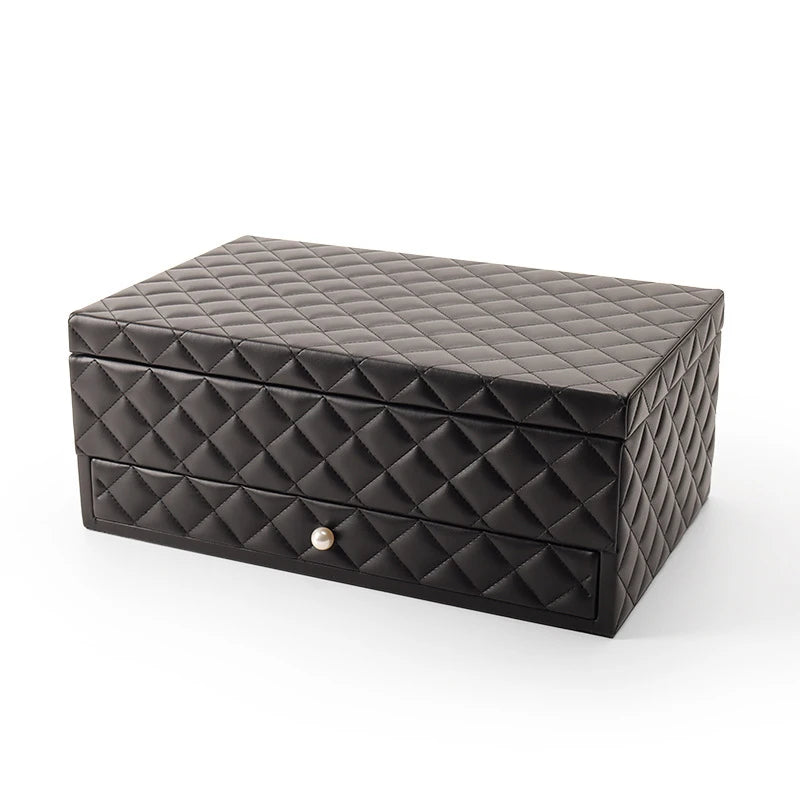 Grande Boîte à Bijoux en Cuir – Format XL, Doublure Velours