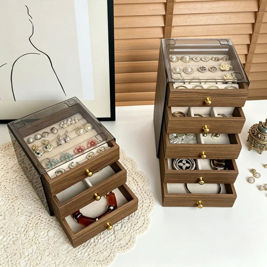 Boîte à Bijoux Bois de Noyer 5 Niveaux – Anti-Oxydation