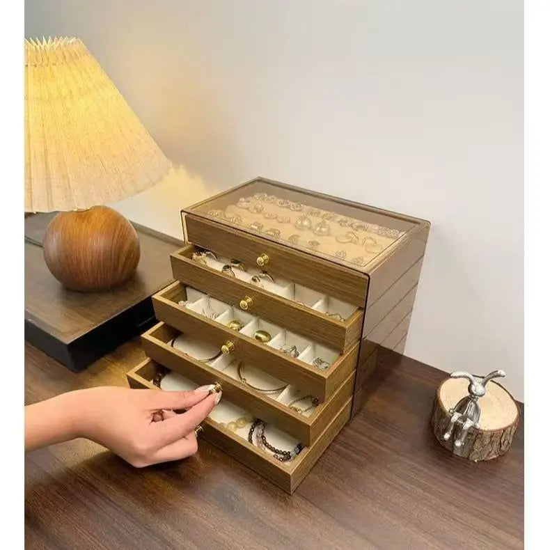 Boîte à Bijoux Multi-Niveaux 3 Étages Velours