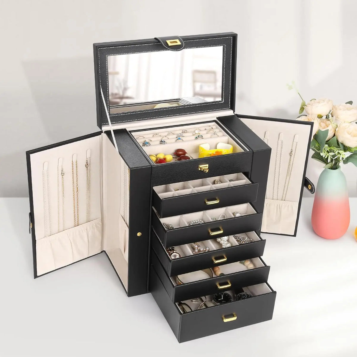 Boîte à Bijoux Style Européen 6 Niveaux – Grande Capacité