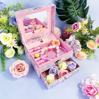 Boîte à Bijoux Musicale Ballerine Fleurs Tiroir