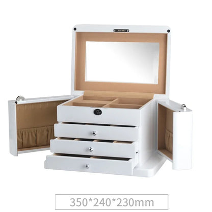 Boîte à Bijoux en Bois Laqué – Grand Volume avec Miroir Intégré