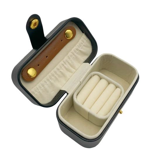 Boîte à Bijoux Portable Cuir PU Noir