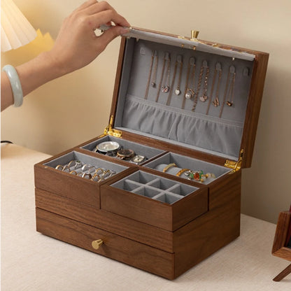 Boîte à Bijoux en Bois Multi-Niveaux – Grande Capacité