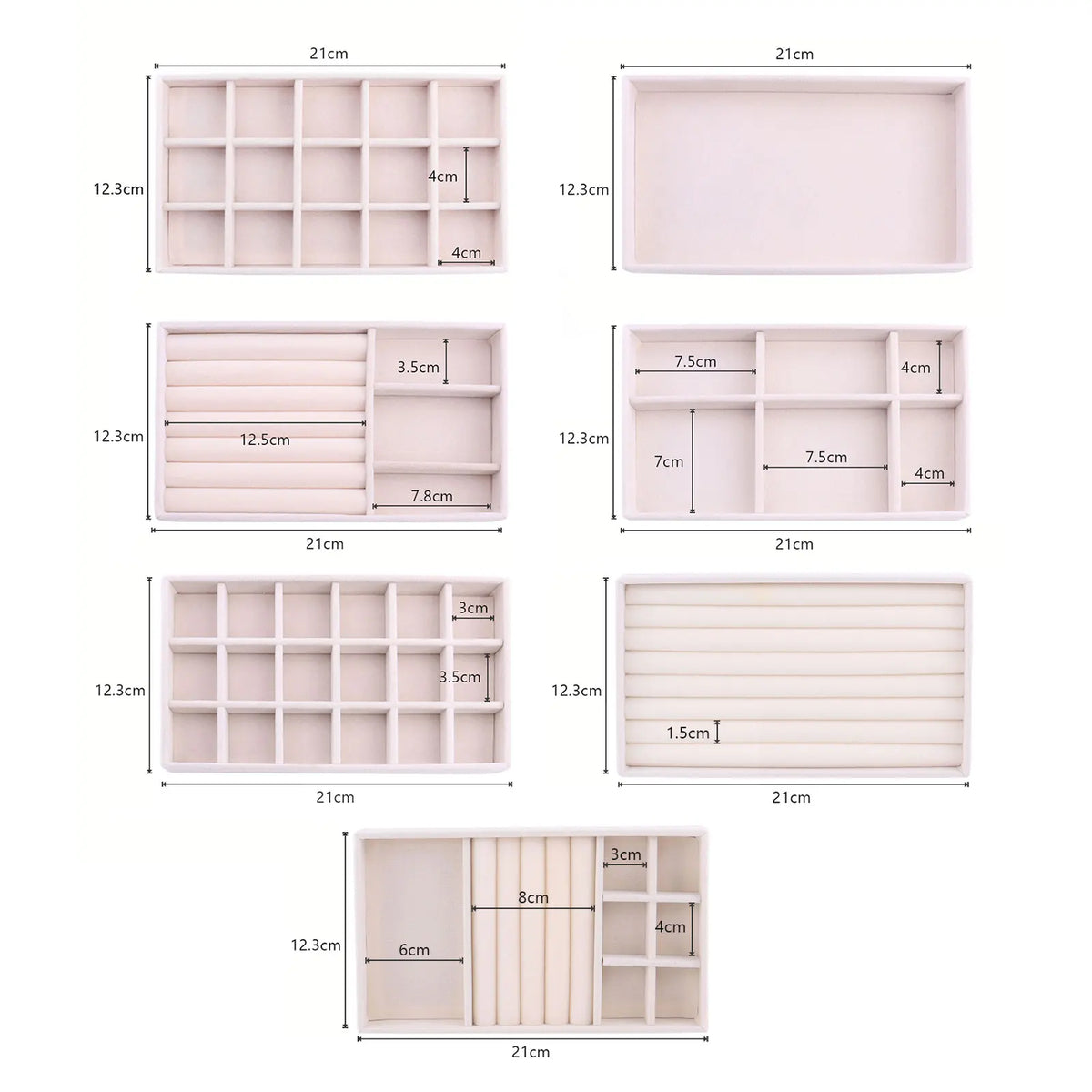 Plateau à Bijoux Velours Beige sans Compartiments