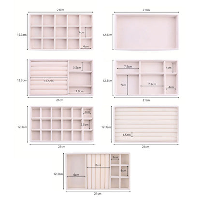 Plateau à Bijoux Velours Beige sans Compartiments