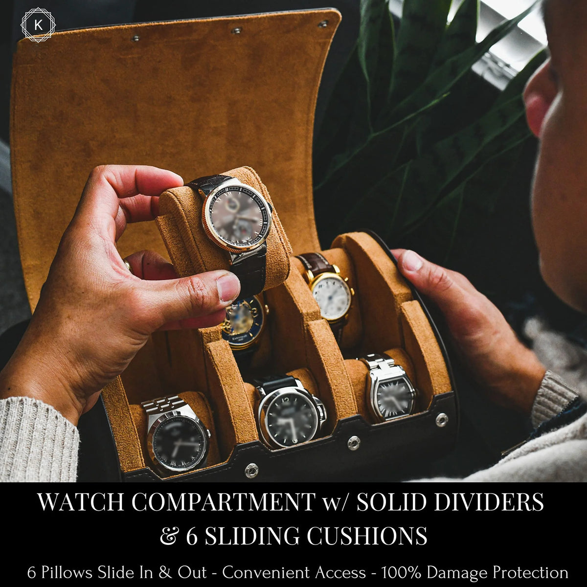 Boîte à Montre Homme 3 Compartiments Cuir PU Noir – Écrin de Voyage Compact