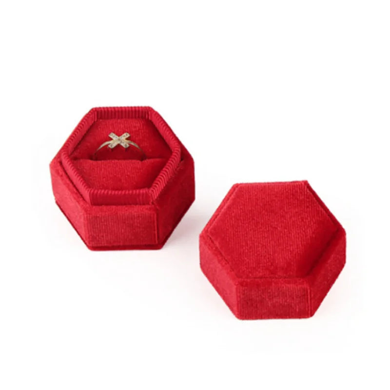 Écrin à Bague Octogonal Velours Noir – 1 Emplacement