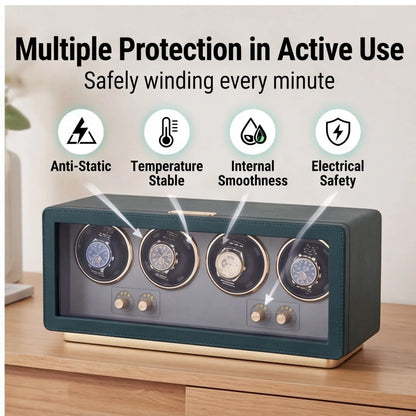 Boîte à Montre Automatique 4 Montres Cuir Premium – Anti-Magnétique