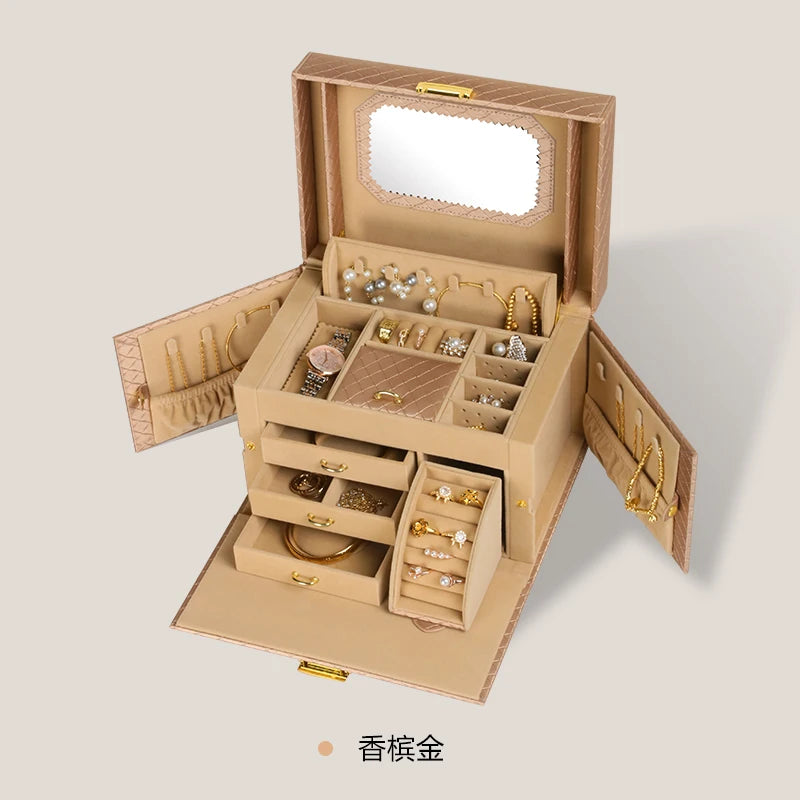 Boîte à Bijoux Élégante avec Serrure et Miroir