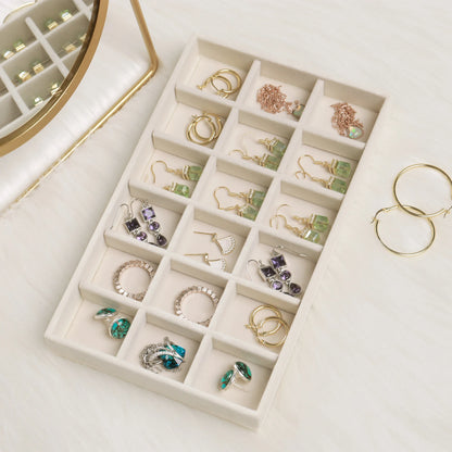 Plateau à Bijoux Velours Beige sans Compartiments