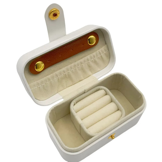 Boîte à Bijoux Portable Cuir PU Blanc