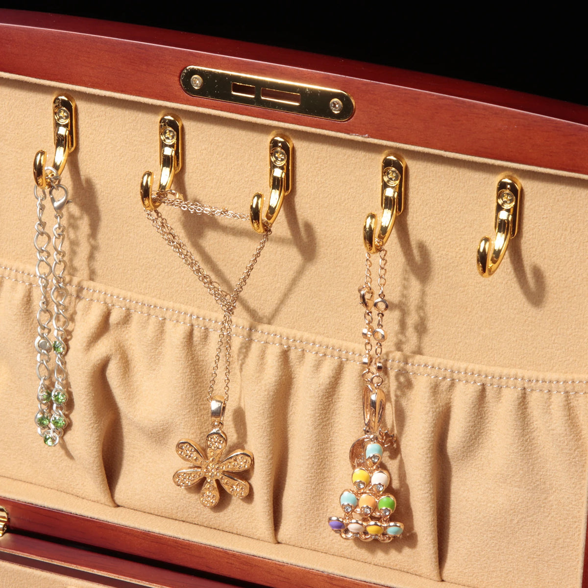 Coffret Bijoux Bois Rouge à Clé