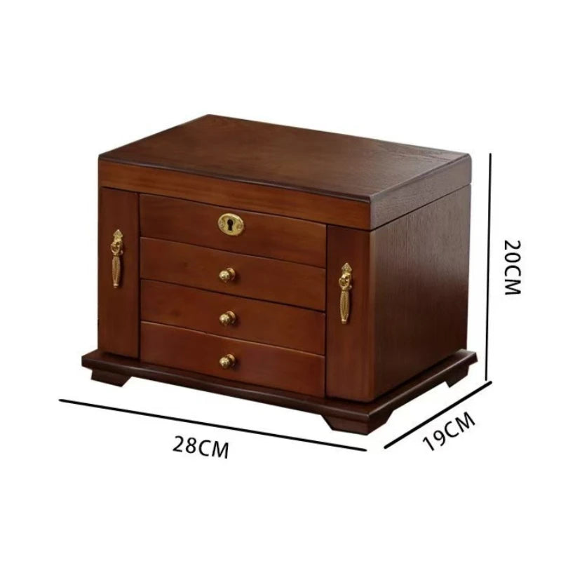 Boîte à Bijoux en Bois de Noyer – 6 Compartiments avec Miroir