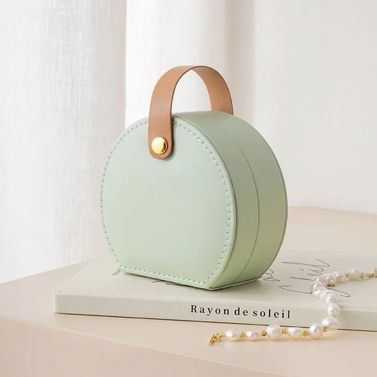 Boîte à Bijoux de Voyage Cuir Vert – Format Pochette