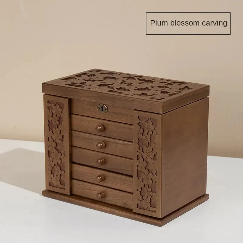 Boîte à Bijoux en Bois Gravé 6 Niveaux – Présentoir à Colliers