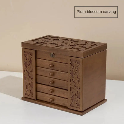 Boîte à Bijoux en Bois Gravé 6 Niveaux – Présentoir à Colliers