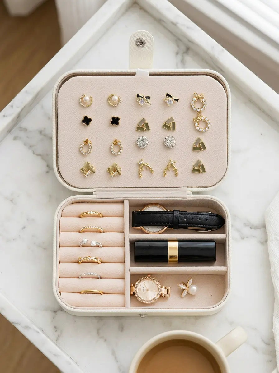 Grande boîte à bijoux en cuir – Rangement haut de gamme