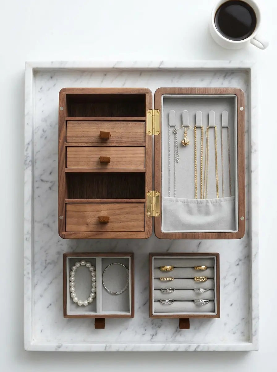 Boîte à bijoux moderne en bois