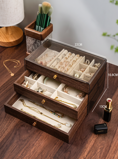 Boîte à Bijoux Multi-Niveaux en Velours