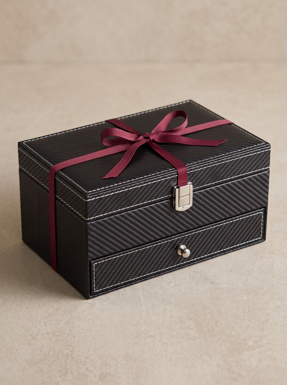 Boîte à Montre Homme Double Niveau Cuir PU Noir – Coffret Cadeau avec Coussin