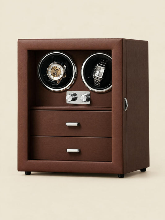 Remontoir Montre Automatique Cuir – Rangement Bijoux & Lunettes