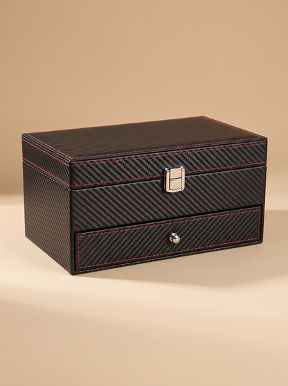 Boîte à Montre Homme Double Niveau Premium Cuir PU Noir – Coffret Cadeau