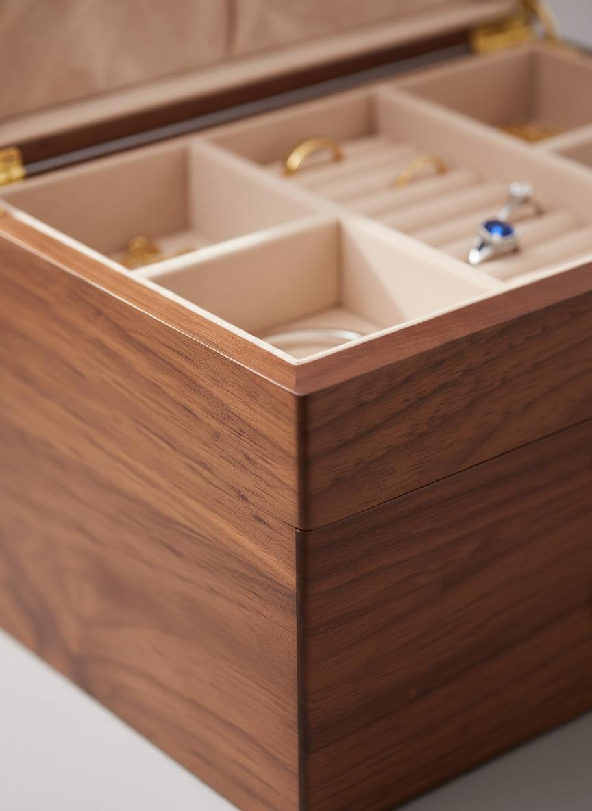 Boîte à Bijoux En Bois de Noyer