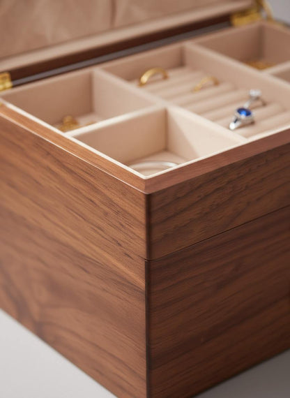 Boîte à Bijoux En Bois de Noyer