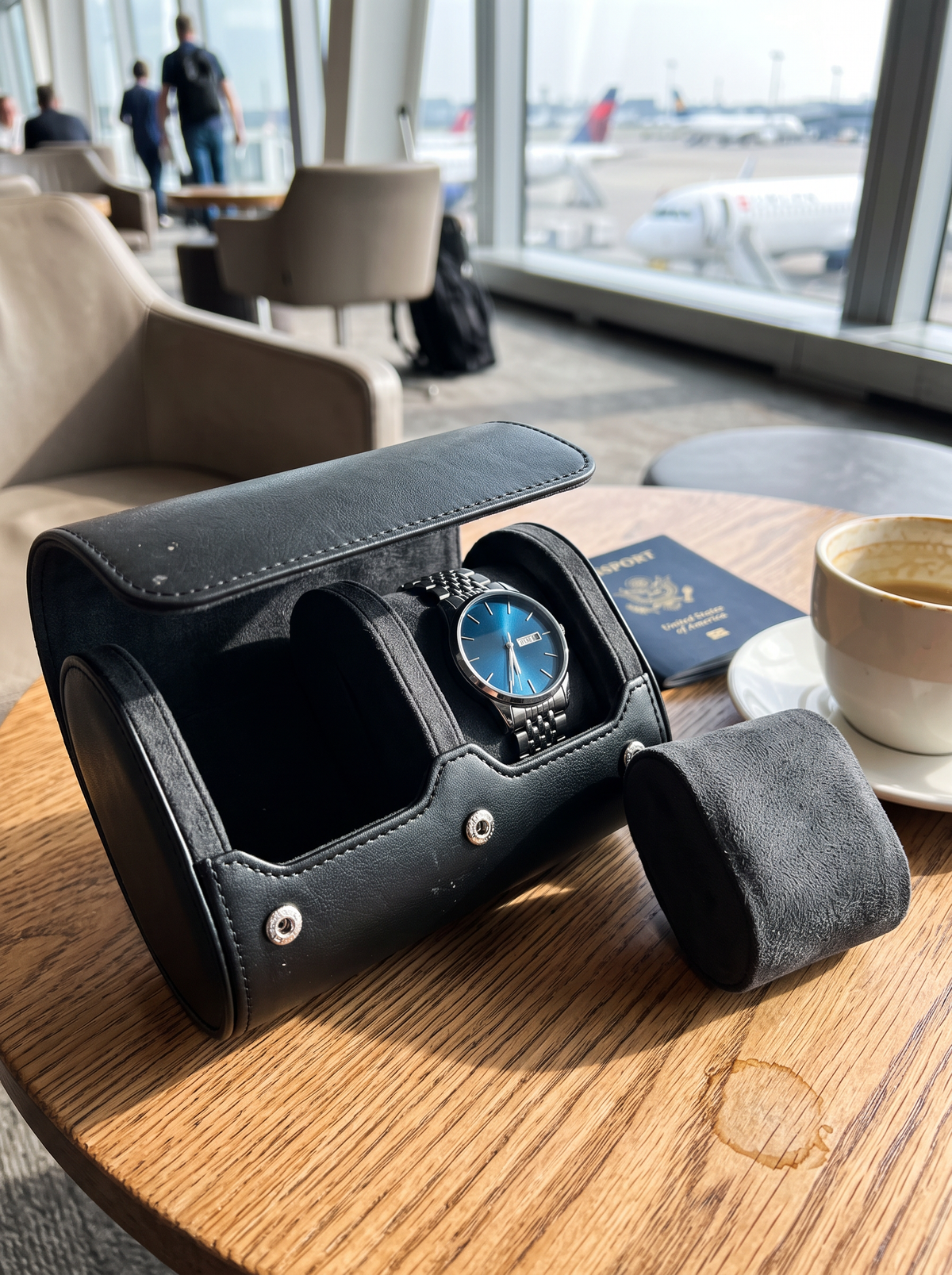 Boîte à Montre Homme 1 Montre Coussin Amovible Noir – Étui Roulé Voyage