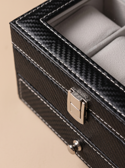 Boîte à Montre Homme Double Niveau Cuir PU Noir – Coffret Cadeau avec Coussin