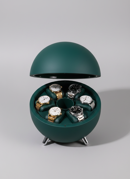 Boîte à montre automatique verte avec montres