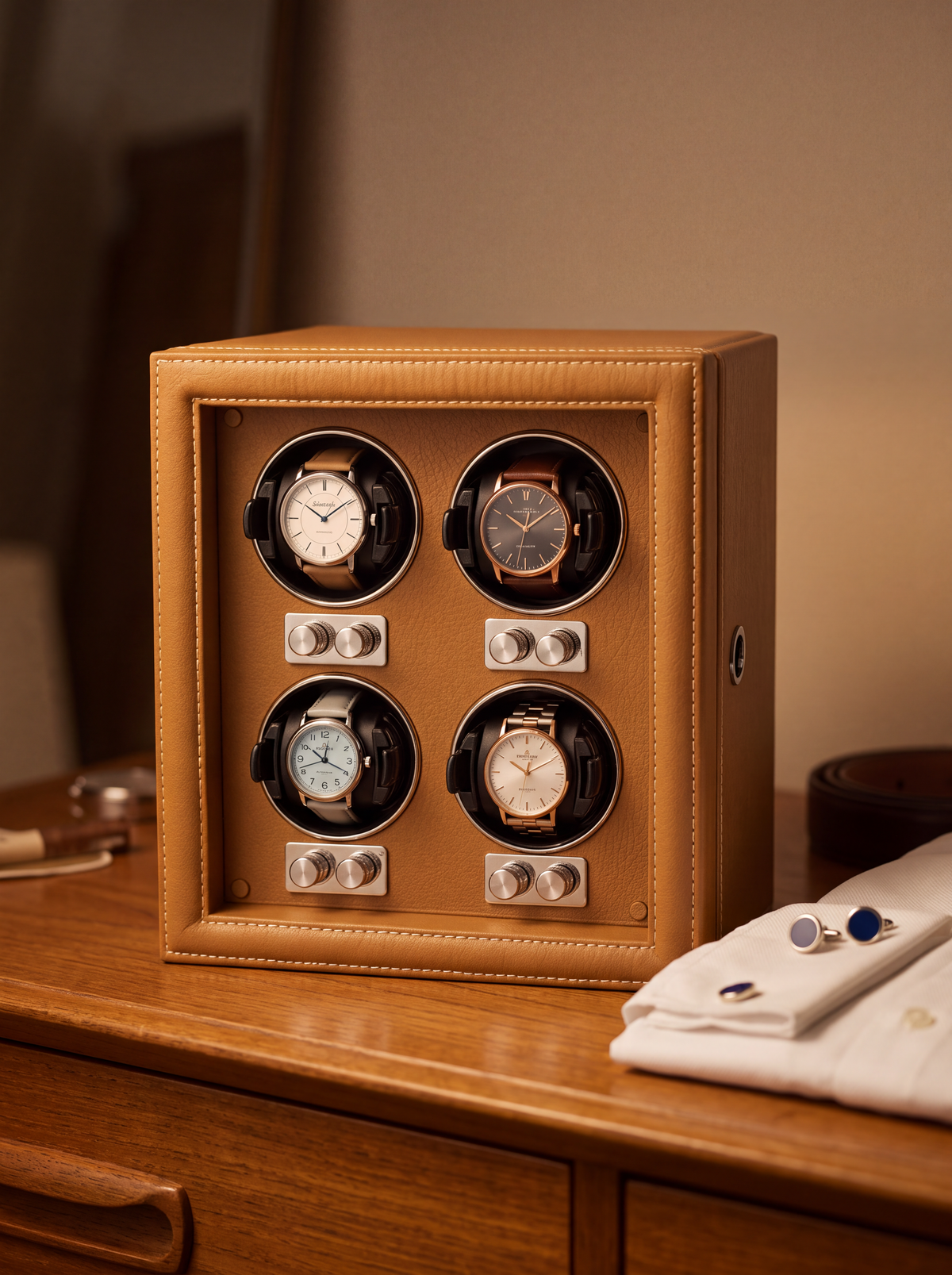 Remontoir 4 Montres Cuir Verrou