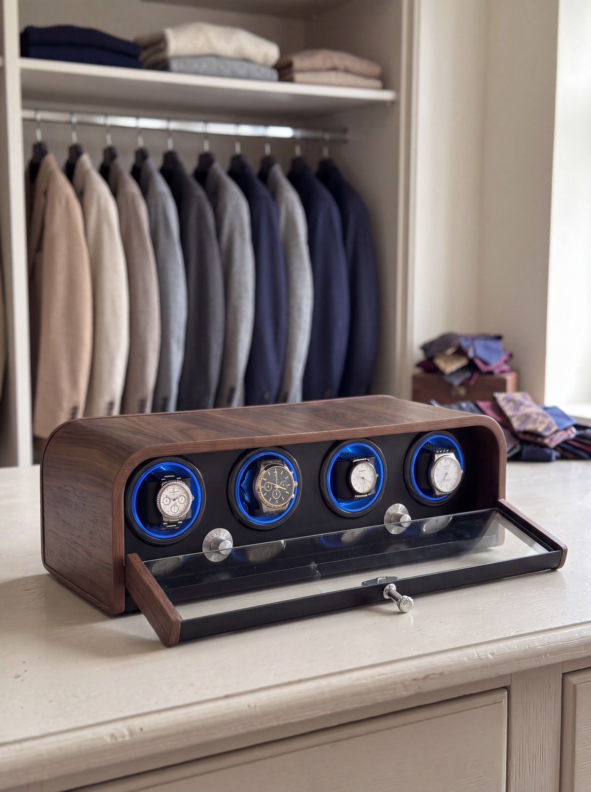 Remontoir Bois LED Bleu